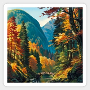 River in an autumn forest - boreal Sticker